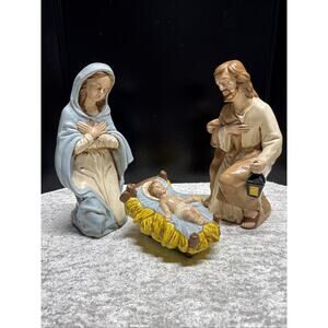 Vintage Nativity Set 3-Piece Holy Family Ceramic Figurines Mary Joseph Jesus
